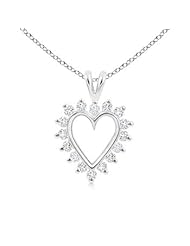 Round Diamond Heart Pendant Necklace