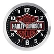 Harley-Davidson&reg; Bar & Shield Logo Wall Clock. Wall clock features large Bar & Shield logo. Brushed aluminum casing. 10" diameter. 99250-05V