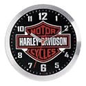 Harley-Davidson&reg; Bar & Shield Logo Wall Clock. Wall clock features large Bar & Shield logo. Brushed aluminum casing. 10" diameter. 99250-05V