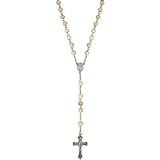 Wooden Rosary With Metal Crucifix In Ivory With Silver Finish