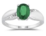 Emerald and Diamond Ring 10k White Gold