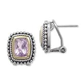 .925 Silver, 14k Gold & Amethyst Earrings