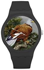 Special Design American Pride the Bald Eagle Pattern, Cool Eagle Custom Unisex Round Rubber Sport Watch, Special Design, 100% Plastic Quartz