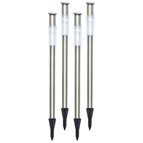 Tricod Set of 4 Stainless Steel Pole Solar Light, Pack of 4