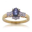 Oval Sapphire and Diamond Cocktail Ring in 14K Yellow Gold Size 7
