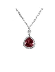 3.22Ct Pear Shaped Ruby & Diamond Accented Pendant 14K Gold