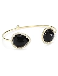 Jemma Wynne "Prive" Black Onyx with Diamond Border Bangle Bracelet