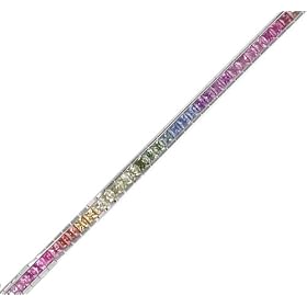 18KW Pastel Rainbow Sapphire Bracelet by The Judy Mayfield Collection