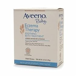 Aveeno Baby Eczema Therapy Soothing Baby Bath Treatment, Fragrance Free, 5-Count Packets (Pack of 6)
