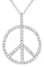 Sterling Silver Peace Sign Pendant Necklace With Cubic Zirconia