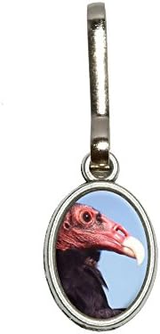 Turkey Vulture - Raptor Bird Antiqued Oval Charm Clothes Purse Luggage Backpack Zipper Pull