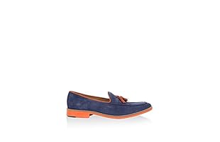 SORRENTO Mocasines Clásicos Cowhide Slipper (Azul Marino)