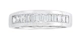 Platinum Plated Sterling Silver Cubic Zirconia Channel Set Eternity Ring, Size 7