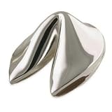 Silver Plated Fortune Cookie Box with Hinge on Side- Party Decoration or Wedding Favor