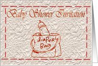 Baby Shower Invitation. Save the date. Diaper bag baby bottle Card