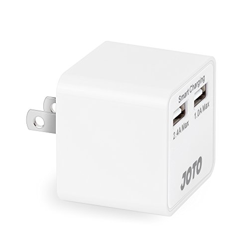 JOTO Dual Ports USB Wall Charger Power Adapter with Smart IC Intelligent High Speed Charging (17W/3.4A), Portable USB Travel Charger for Apple, Android and all other USB Powered Mobile Devices (2 Port USB Travel Charger) (White)