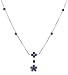 14k White Gold Lab-Created Blue Sapphire Floral Drop Necklace, 18