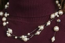Swarovski Pearl & Swarovski Crystal Necklace, 3-strand, 17" length - Cream (Grace)