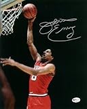 Julius "Dr J" Erving Autographed Philadelphia 76ers 8" x 10" Action Photograph Red Jersey (Unframed)