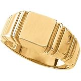10K Yellow Gold Men's Signet Ring With Brush Finished Top
