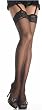 Plus Size Queen Sheer Thigh High Stockings with Lace Top in Black and White