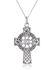 Sterling Silver Celtic Cross Pendant Necklace, 18"
