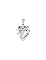 15.00 mm Diamond Heart Locket in Sterling Silver
