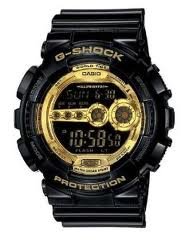 Casio Men's GD100GB-1 Black Resin Quartz Watch with Gold Dial