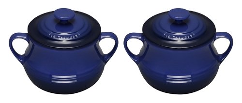 Le Creuset Stoneware Set of Two Bean Pots, Small, Graded Blue