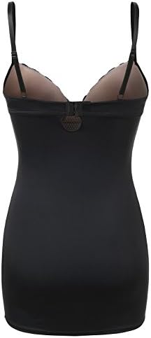 MIRAAVE Womens Seductive Lace Body Shaping Fitted Slip Dress BLACK MEDIUM
