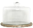 Hand Woven Grey Brown Willow Base with Glass Cover and Bottom 7.25"D 6"H