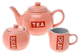 Review Present Time UK  / Present Time Teapot w. Cream & Sugar set ceramic pink