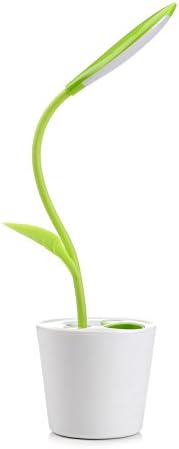 USB Touch LED Desk Lamp with 3-Level Dimmer Table Light and Decor Plant Pencil Holder for Kids Bedroom, Study, Office, Nursery and School (Green)