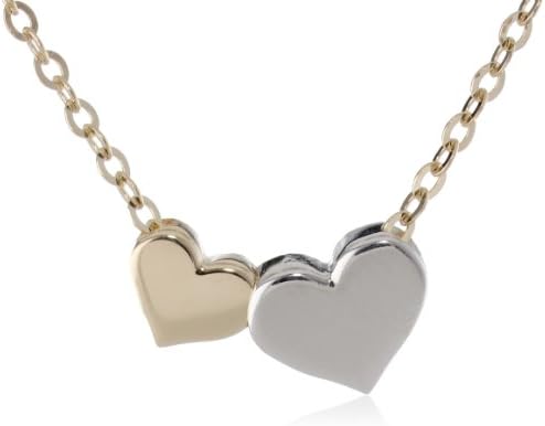 14k Two Tone Gold Colored Heart Necklace, 18"