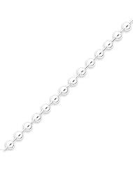 Sterling Silver Hollow Polished Fancy Beaded Necklace - 24 Inch
