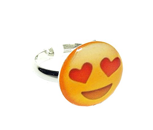 Emoji Heart Eyes Adjustable Ring