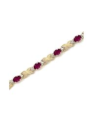14K Yellow Gold Oval Ruby and Diamond Bracelet