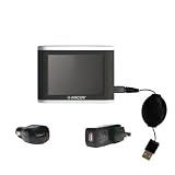 Retractable USB Hot Sync Compact Kit with Car & Wall Charger for the Amcor Navigation GPS 3600 3600B - Gomadic Brand w/ TipExchange Technology