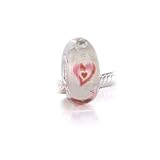 Bling Jewelry Glow in the Dark Red Heart Clear Murano Glass Bead 925 Sterling Silver Core Fits with Pandora Troll Chamilia Beads and Charms