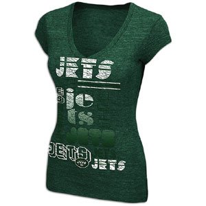 NFL Women's New York Jets Victory Play III Short Sleeve Deep V-Neck Tri-Blend Tee (Tri Green Heather, Large)