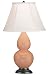 Robert Abbey 1763 Double Gourd Accent Lamp in Petal Glazed Ceramic with Deep Patina Bronze Base & Ivory Silk Stretched Fabric Shade