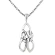 Celtic LOVE KNOT Pendant in Sterling Silver on a 20" Oxidized Round Box Chain for Men or Women, #8208