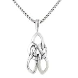 Celtic LOVE KNOT Inscribed Pendant in Sterling Silver on a 20 Oxidized Round Box Chain for Men or Women, #8208