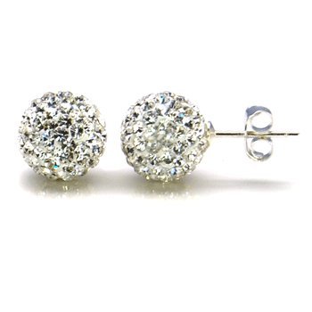 Swarovski Crytal Ball Stud Earring Sterling Silver 2 Carats Total Weight Special Limited Time Offer Super Sale Price, Comes with a Free Gift Pouch and Gift Box