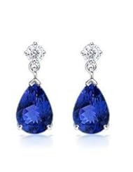 6.50 ct Ladys Topaz Stone Diamond Dangle Earrings 18 karat White Gold