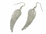 Silver Burnished Angel Wing Dangle Earrings Fashion Jewelry
