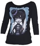 Women's Felicia by Dienzo Tattoo 3/4 Sleeve Boatneck Tee Black
