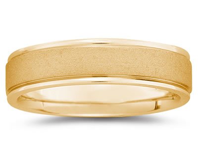 6 mm Brushed Center Comfort-Fit Men's Wedding Band in 14k Yellow Gold