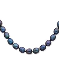 14k Yellow Gold 18in 8-8.5mm Black Freshwater Cultured Pearl Necklace.