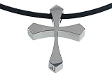 Titanium Cross Pendant with Black Rubber Cord